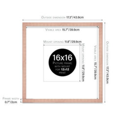 "16X16"" Bronze Picture Frame - 16X16"" Square Frame With 12X12"" Mount For 16X16""/12X12"" Pictures Art Deco Style Room Decor, 1 Pack" - thumbnail 2