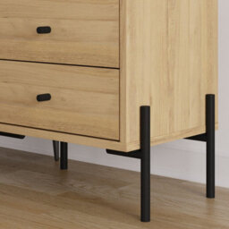 Decortie Modern Malta Nightstand Oak W/ 2 Drawers Storage Cabinet Organiser Side Bedside Table Metal Legs 48.6(W)Cm Bedroom, Home - thumbnail 6