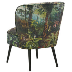 Wyld And Coco Jungle Print Armless Accent Chair Dark Green Fabric Modern - W60 X D52 X H76Cm - thumbnail 5
