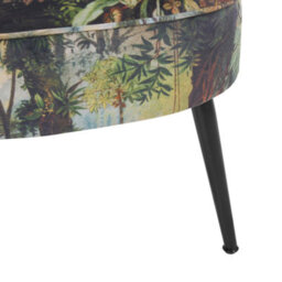 Wyld And Coco Jungle Print Armless Accent Chair Dark Green Fabric Modern - W60 X D52 X H76Cm - thumbnail 7