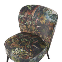 Wyld And Coco Jungle Print Armless Accent Chair Dark Green Fabric Modern - W60 X D52 X H76Cm - thumbnail 6