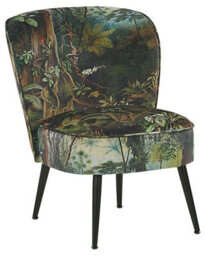 Wyld And Coco Jungle Print Armless Accent Chair Dark Green Fabric Modern - W60 X D52 X H76Cm - thumbnail 3