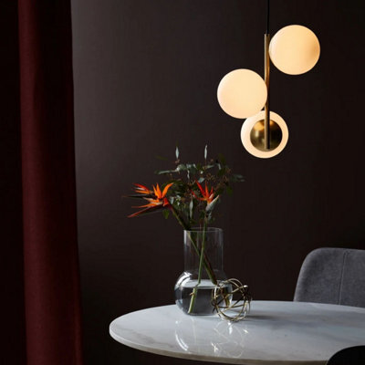 Nordlux Lilly Metal Pendant Light Hand Blown Glass Brass,mains - image 1