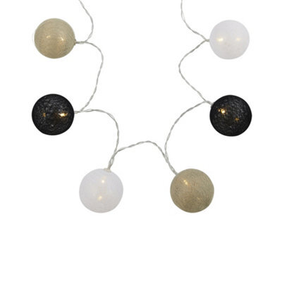 Lighting Collection Houston Black & White Cotton Shades String Light - image 1