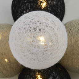 Lighting Collection Houston Black & White Cotton Shades String Light - thumbnail 3