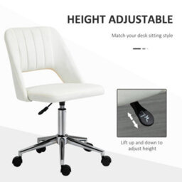 Vinsetto Mid-Back Swivel Home Office Chair Scallop Computer Chair Cream White - thumbnail 4