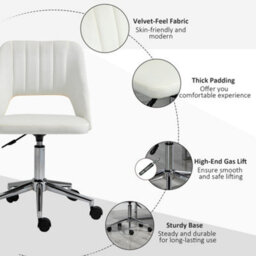 Vinsetto Mid-Back Swivel Home Office Chair Scallop Computer Chair Cream White - thumbnail 7