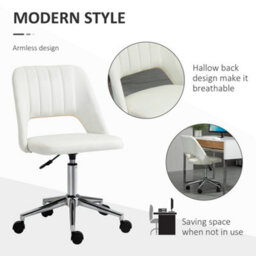Vinsetto Mid-Back Swivel Home Office Chair Scallop Computer Chair Cream White - thumbnail 5