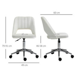Vinsetto Mid-Back Swivel Home Office Chair Scallop Computer Chair Cream White - thumbnail 3
