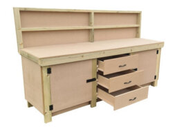 Arbor Garden Solutions Wooden Work Bench With Drawers And Double Lockable Cupboard (V.8) (H-90Cm, D-70Cm, L-210Cm) With Back Panel - thumbnail 5
