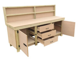 Arbor Garden Solutions Wooden Work Bench With Drawers And Double Lockable Cupboard (V.8) (H-90Cm, D-70Cm, L-210Cm) With Back Panel - thumbnail 8