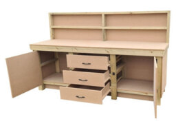 Arbor Garden Solutions Wooden Work Bench With Drawers And Double Lockable Cupboard (V.8) (H-90Cm, D-70Cm, L-210Cm) With Back Panel - thumbnail 7