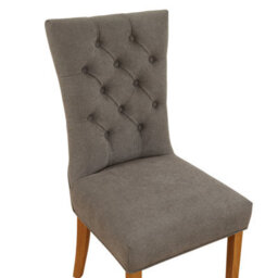 The Furniture Market Chester Grey Fabric Button Back Dining Chair Quilted Back Natural Oak Hardwood Legs Padded Seat Minor Assembly Required - thumbnail 6