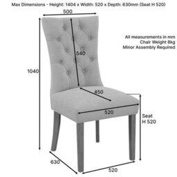 The Furniture Market Chester Grey Fabric Button Back Dining Chair Quilted Back Natural Oak Hardwood Legs Padded Seat Minor Assembly Required - thumbnail 7