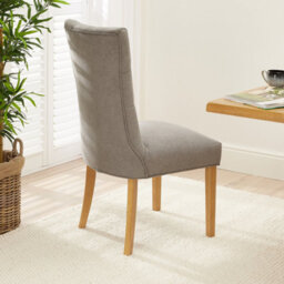The Furniture Market Chester Grey Fabric Button Back Dining Chair Quilted Back Natural Oak Hardwood Legs Padded Seat Minor Assembly Required - thumbnail 2