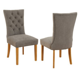 The Furniture Market Chester Grey Fabric Button Back Dining Chair Quilted Back Natural Oak Hardwood Legs Padded Seat Minor Assembly Required - thumbnail 4