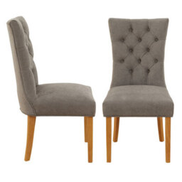 The Furniture Market Chester Grey Fabric Button Back Dining Chair Quilted Back Natural Oak Hardwood Legs Padded Seat Minor Assembly Required - thumbnail 5