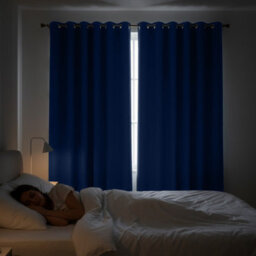Moonlight Bedding Blackout Polyester Curtain Thermal Natural Navy Curtains With Eyelet Header (Pair) 46X72Inch (117X183Cm) - thumbnail 2