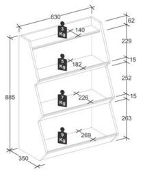 Vcm Stand Rack Malusa White / Anthracite H. 160 X W. 103 X D. 23 Cm - thumbnail 4