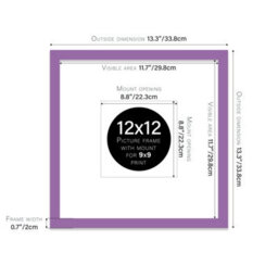 "12X12"" Purple Picture Frame - 12X12"" Square Frame With 9X9"" Mount For 12X12""/9X9"" Pictures Classic Style Gallery Wall, 1 Pack" - thumbnail 2