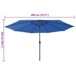 Berkfield Sturdy Outdoor Parasol With Led Lights And Metal Pole 400 Cm Azure Blue - thumbnail 7