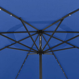 Berkfield Sturdy Outdoor Parasol With Led Lights And Metal Pole 400 Cm Azure Blue - thumbnail 4