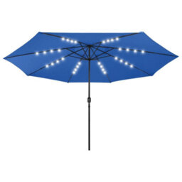 Berkfield Sturdy Outdoor Parasol With Led Lights And Metal Pole 400 Cm Azure Blue - thumbnail 1