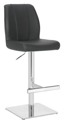 Lamboro Ravenna Deluxe Breakfast Bar Stool, Chrome Footrest, Height Adjustable Swivel Gas Lift, Home Bar & Kitchen Barstool, Charcoal Grey - image 1