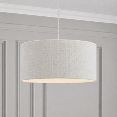 CGC Interiors Cgc Messina White Luxury Detailed Cotton 45Cm Large Drum Lampshade - image 1