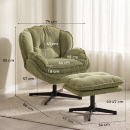 Green Armchair With Adjustable Footstool - thumbnail 2
