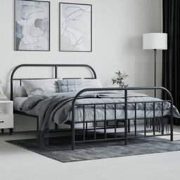 Berkfield Metal Bed Frame With Headboard And Footboard Black 140X190 Cm - thumbnail 3