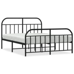 Berkfield Metal Bed Frame With Headboard And Footboard Black 140X190 Cm - thumbnail 2
