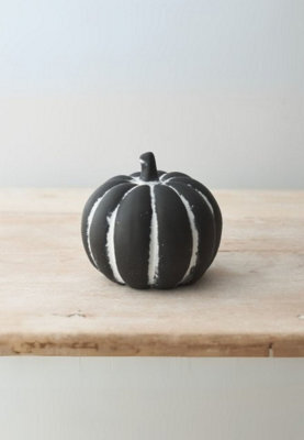 Halloween Black Cement Pumpkin Ornament - image 1