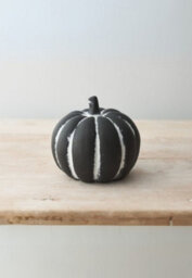 Halloween Black Cement Pumpkin Ornament - thumbnail 1