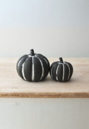 Halloween Black Cement Pumpkin Ornament - thumbnail 2