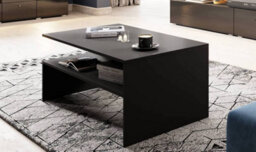 Arte Athens 99 Black Gloss Coffee Table W1000mm H450mm D600mm - Stylish Design With Under-Table Shelf - thumbnail 3