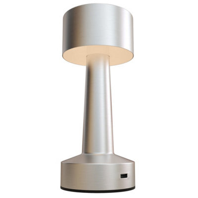Wyld Haus Dova 21Cm Silver Cordless Touch Led Table Lamp With Rechargeable Battery And 3 Colour Modes - image 1