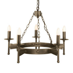 Elegant 5-Bulb Old Bronze Chandelier Pendant Light With Led E14 60W Bulbs