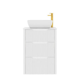 Royal Bathrooms Avenza 600mm Matt White Floor Standing Countertop Bathroom Vanity Unit 3 Drawer With Elva Basin - thumbnail 6