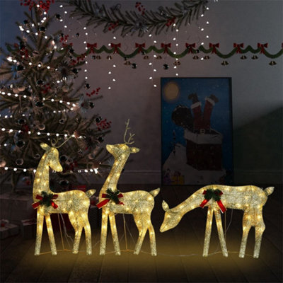 Berkfield Christmas Reindeer Family 270X7X90 Cm Gold Warm White Mesh - image 1