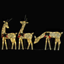 Berkfield Christmas Reindeer Family 270X7X90 Cm Gold Warm White Mesh - thumbnail 4