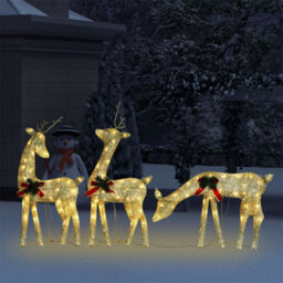 Berkfield Christmas Reindeer Family 270X7X90 Cm Gold Warm White Mesh - thumbnail 3