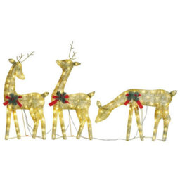 Berkfield Christmas Reindeer Family 270X7X90 Cm Gold Warm White Mesh - thumbnail 2