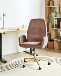 Beliani Office Chair Clare Velvet Brown - thumbnail 2