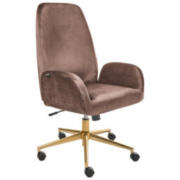 Beliani Office Chair Clare Velvet Brown - thumbnail 1