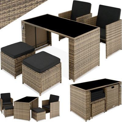 Tectake Garden Table And Chairs Palermo - Up To 4 People, Chairs, Stools And Table, Weather & Uv-Resistant - Nature - image 1