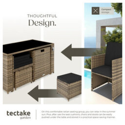 Tectake Garden Table And Chairs Palermo - Up To 4 People, Chairs, Stools And Table, Weather & Uv-Resistant - Nature - thumbnail 4