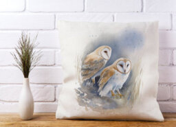 Warren Reed Designer Barn Ano Owls Watercolour Cushions 45Cm X 45Cm - thumbnail 2