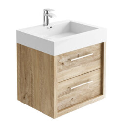 Plum&clay Walter Light Bare Wood Wall Hung Vanity Unit (W)600mm - thumbnail 2