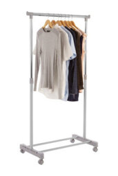 Orsina Stylish Clothes Rack Grey And Chrome Finish Hanging Rail, Movable Cloths Rail For Bedroom, Sleek Coat Stand - thumbnail 5